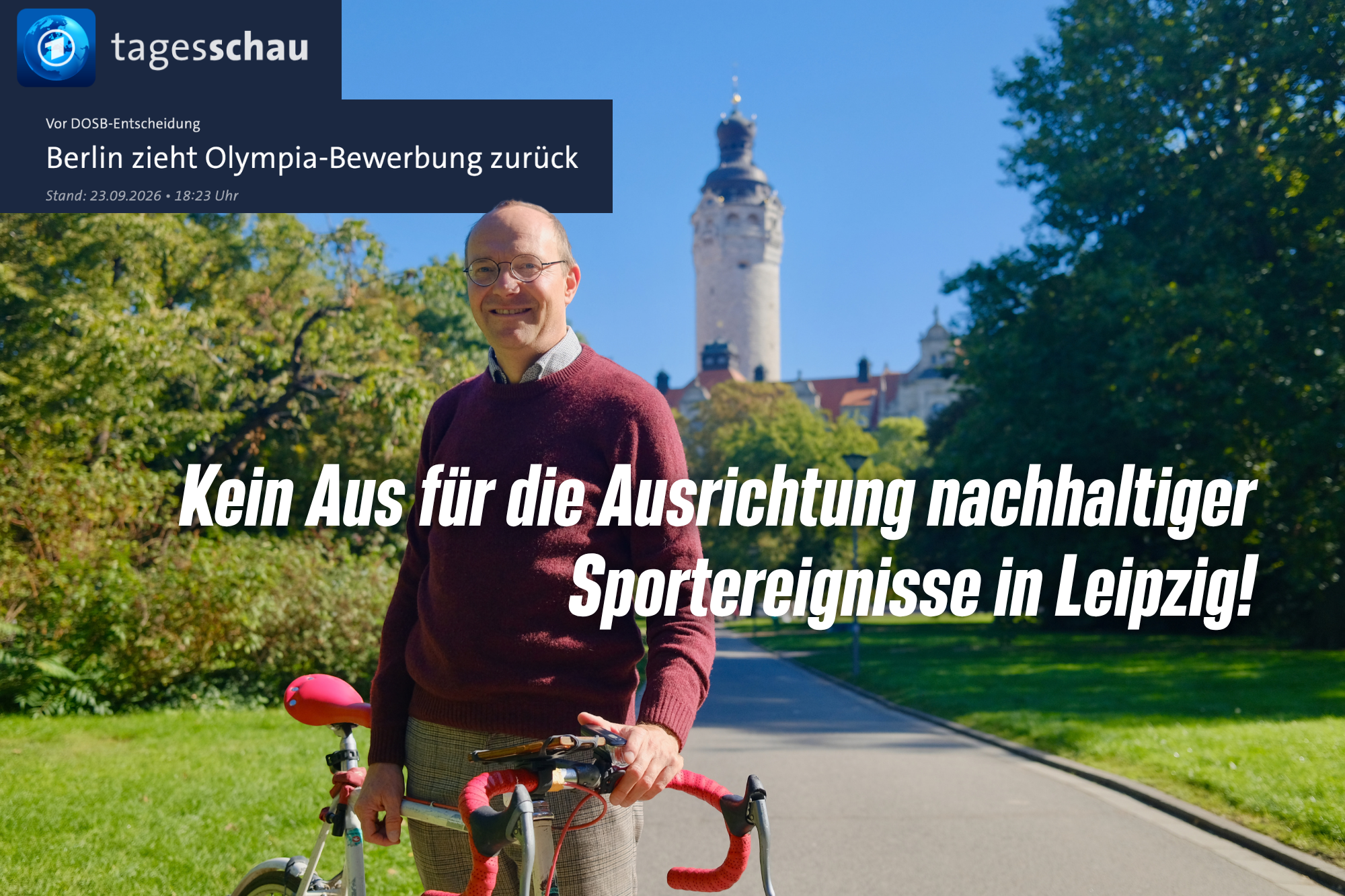 Wolfram Günther vor dem Leipziger Rathaus